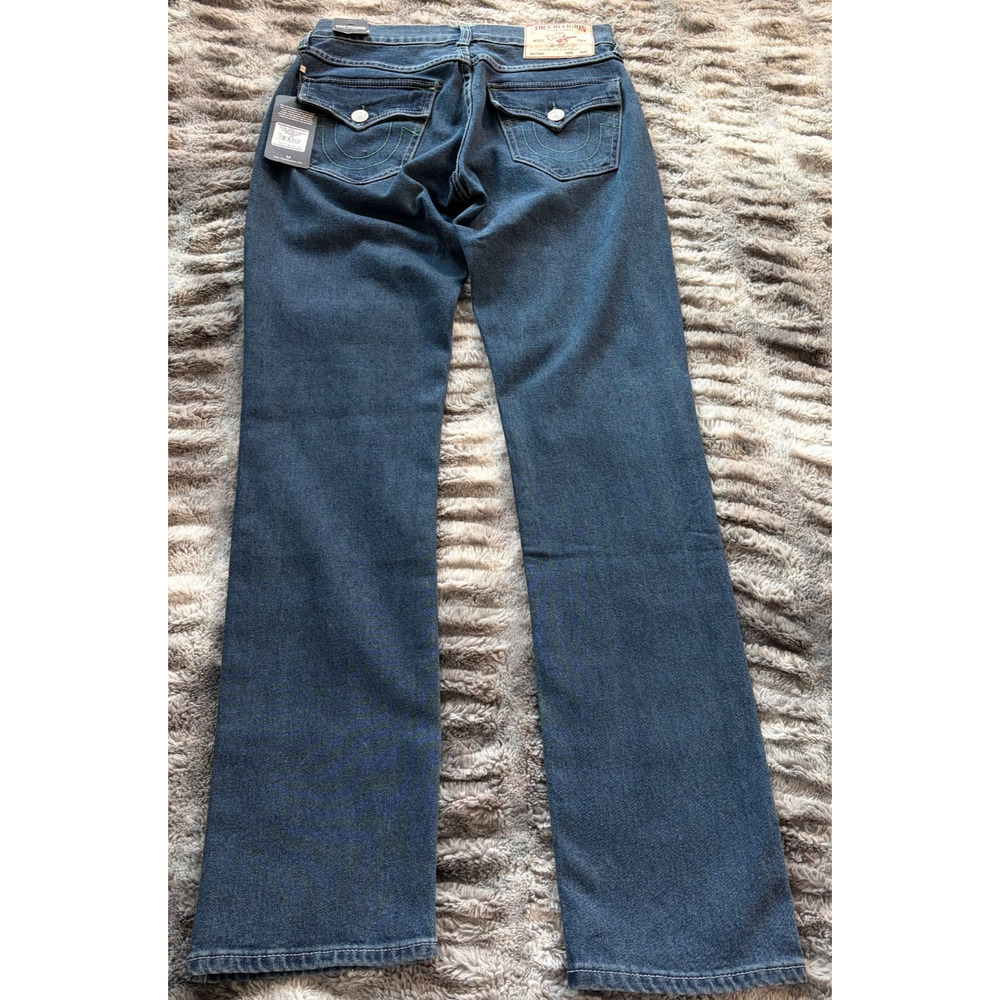 True Religion Ricky Jeans Mens 28x34 Dark Wash Relaxed Straight Flap Pocket Tall
